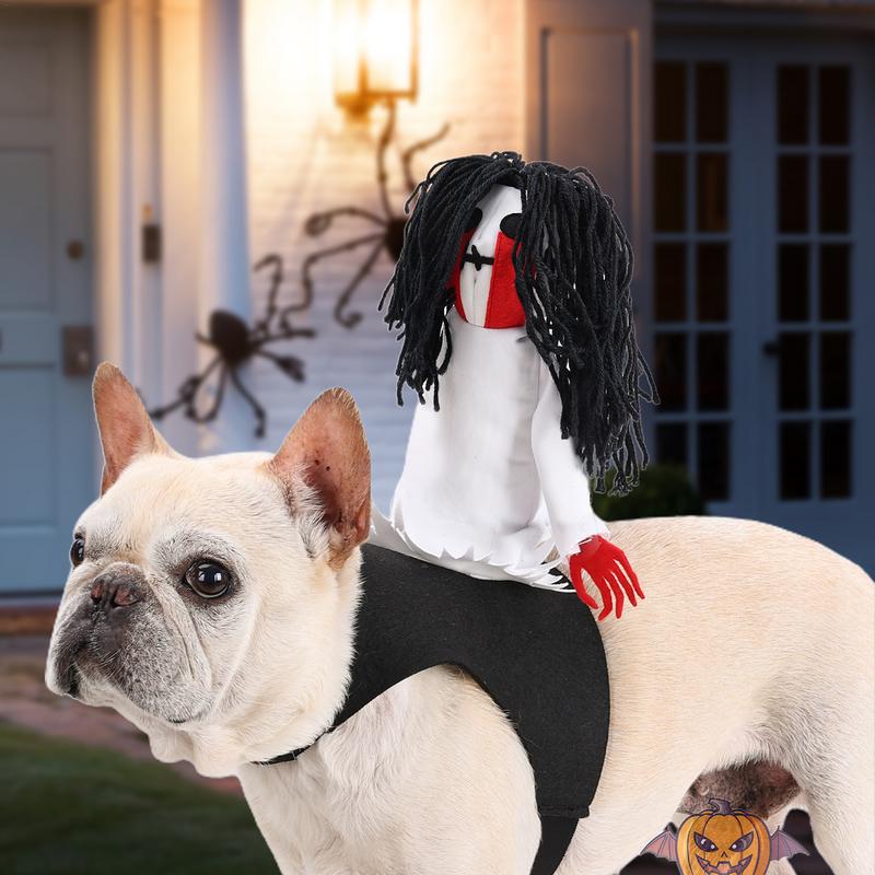 Dog Ghost Saddle Costume Halloween Dress-Up Pet Costumes Dog Halloween Cosplay Pet Ghost Riding Outfit Stylish Novelty Halloween