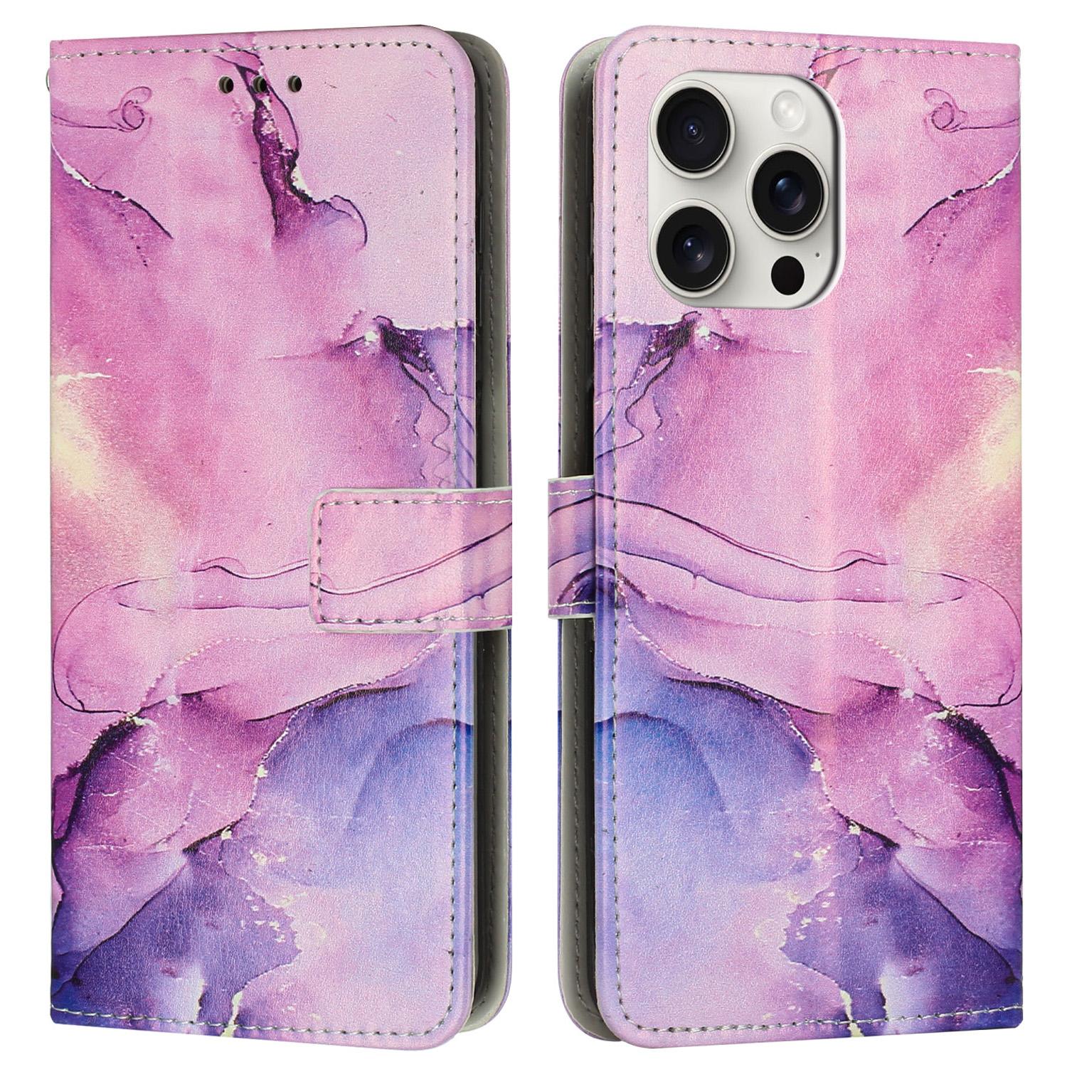 

Чехол-подставка для iPhone 16 Pro Max, Кошелек из ПУ-кожи с Мраморным узором, Чехол для телефона с ремешком на запястье B