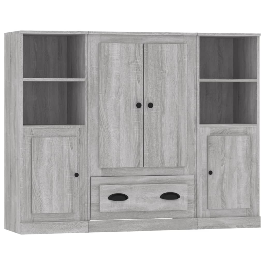 Highboards 3 pcs Grey Sonoma Particleboard