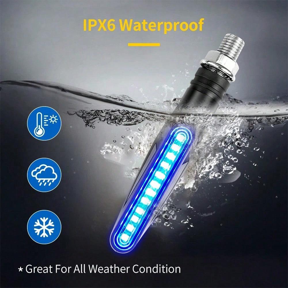 2PCS Universal LED Motorcycle Turn Signal Lights - 12V IP68 Waterproof Amber Flashers for Rear Lamps (Bike Accessories)