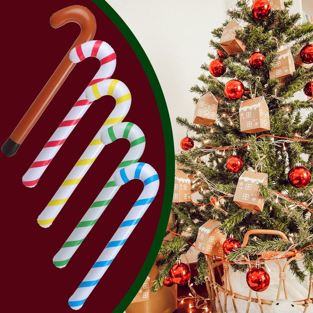 Home Party Balloons Santa Claus Walking Stick Christmas Candy Cane Inflatable Toys Crutch Balloons