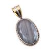 Natural Labradorite 925 Solid Sterling Silver Jewelry TwoTone Pendant 1.25" q3f55