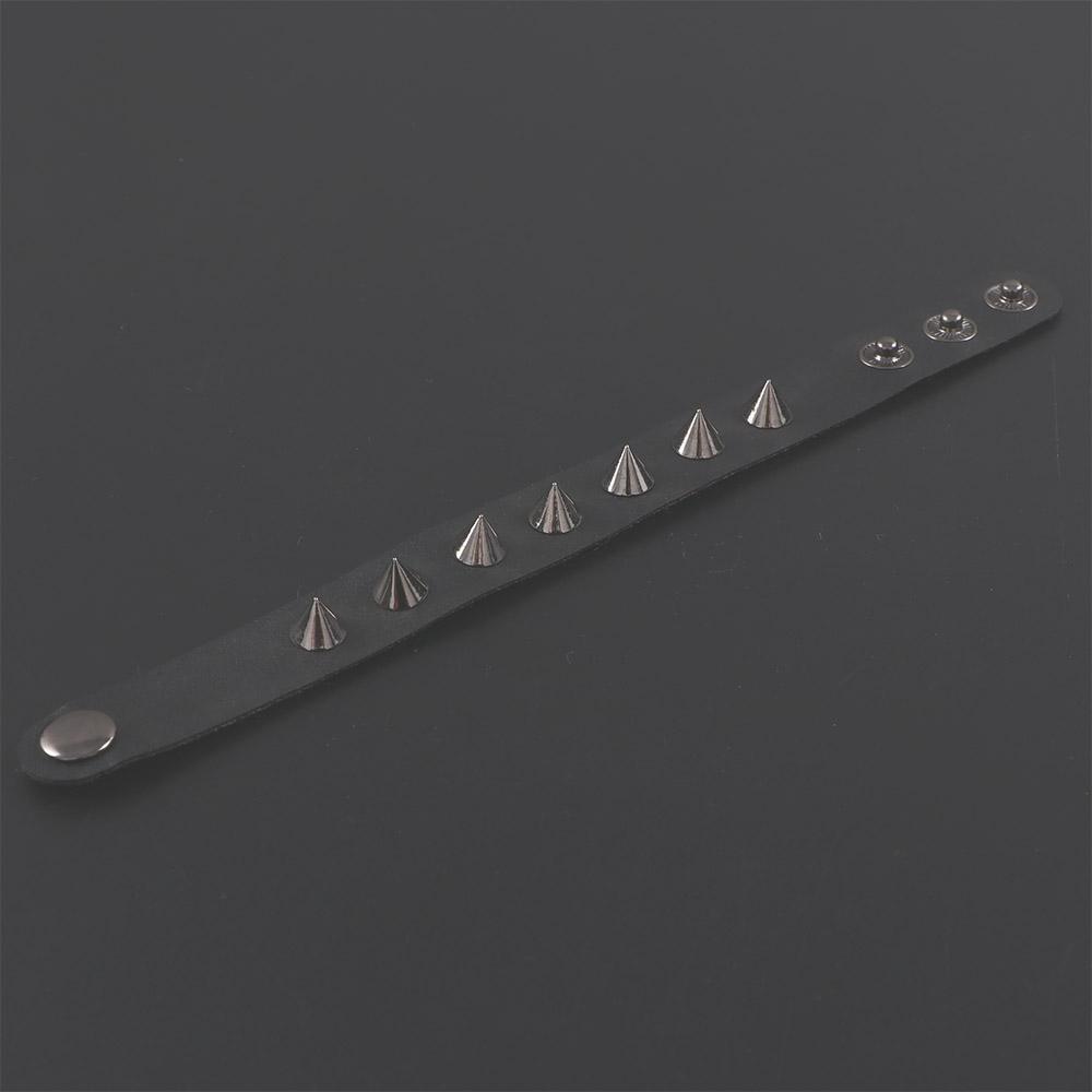 Adjustable Cool Female Punk Male Zinc Zinc Alloy PU Leather Bangles Rivet Bracelets One-row Wristband Jewelry
