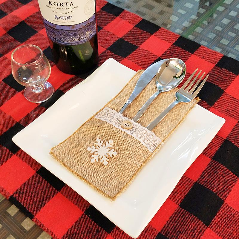 2024 Christmas Cutlery Sets with Burlap Bags - Perfect for Restaurant, Hotel, and Home Decorations.