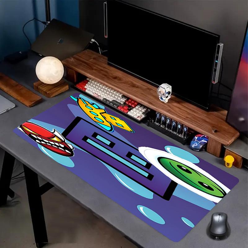 Geometry Dash Print Mouse Pad, Anti‑Slip Desktop Keyboard Mat, for PC Laptop Gaming Working Daily Use, Cool Festival Surprise Gift