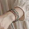 Elegant Double Layered Crystal Pearl Beaded Bracelet for Women Chic Beads Wrap Pendant Bangle Wedding Party Jewelry
