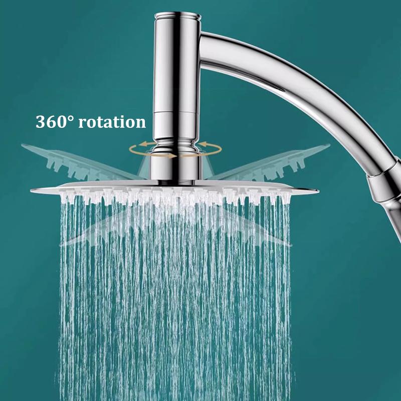 6/8 Inch Round Shower Head 2 In 1 High Pressure Stainless Steel Handheld Shower Bathroom Universal