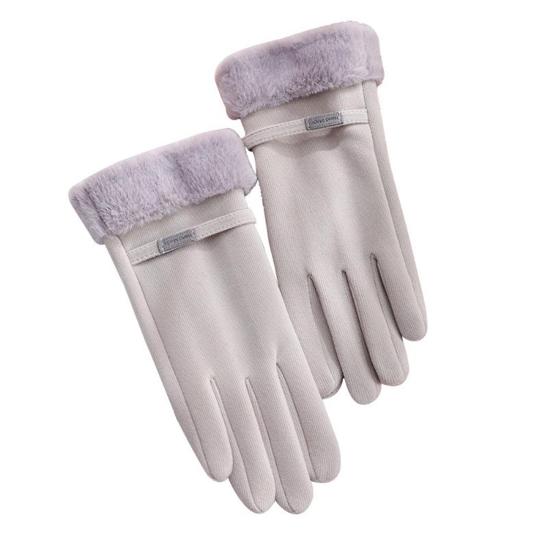 Warm gloves women's German velvet outdoor sports cycling velvet touch screen cold and windproof autumn and winter gloves