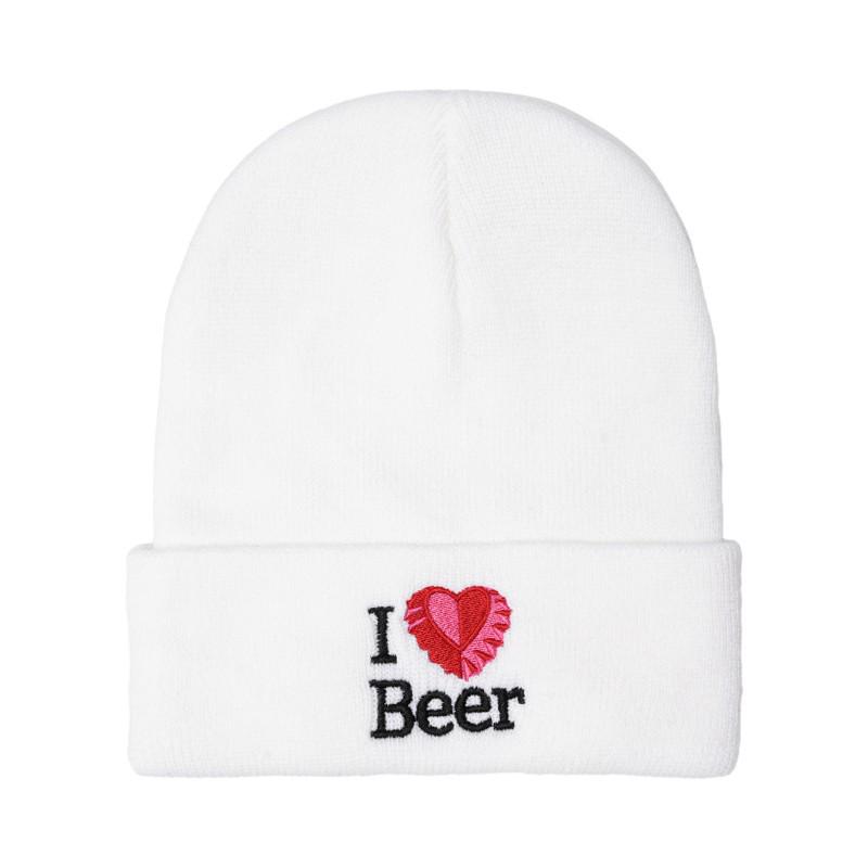 European & American Unisex Heart Embroidered Knit Hat - Autumn/Winter Style for Outdoor Warmth
