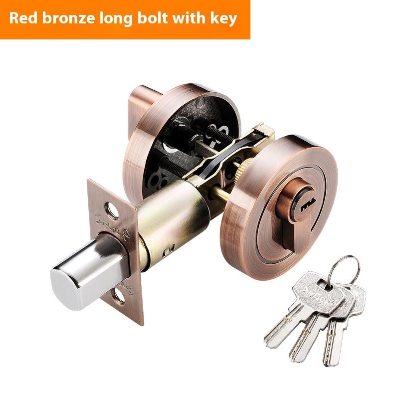 Copper Door Lock Cylinder Chrome Metal Deadbolt Single Cylinder Bolt for Home Door Gate