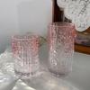 Pink Girlish Ice Texture Milk Tea Glass