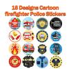 1Roll(500Pcs) Cartoon Fireman Police Stickers 16 Designs Decals Kids Teacher Reward Labels School Supplies Various Gift Package