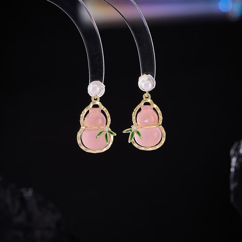 

SUYU Women s Light Luxury Design Tassel Gourd Pendant Earrings Fashionable And Versatile Niche Design Earrings Daily Accessories розовый