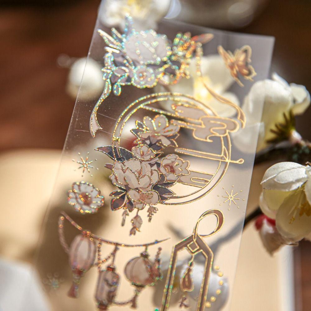 DIY Crafts Moonlight Flower Collage Decals Handmade Laser Aesthetic Decals  Diary Album