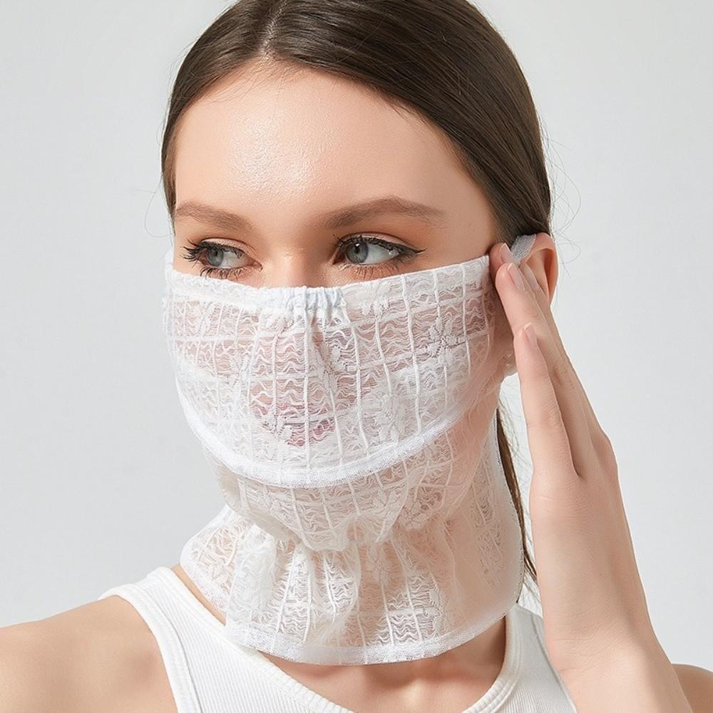 Dustproof Sunscreen Mask Neck Protection Mask Trend Lace Face Cover  Summer