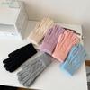 Trendy Knitting Warm Gloves Thicken Touch Screen Mittens Elastic Solid Color All Finger Gloves For Women Girls