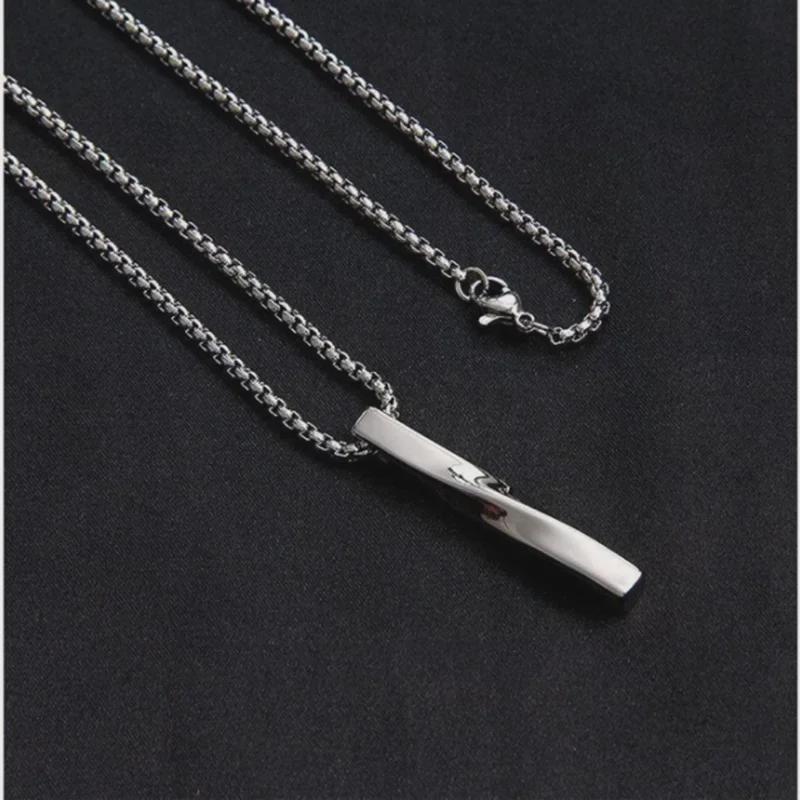 Men's Spiral Titanium Steel Necklace - Minimalist Hip-Hop Style Pendant