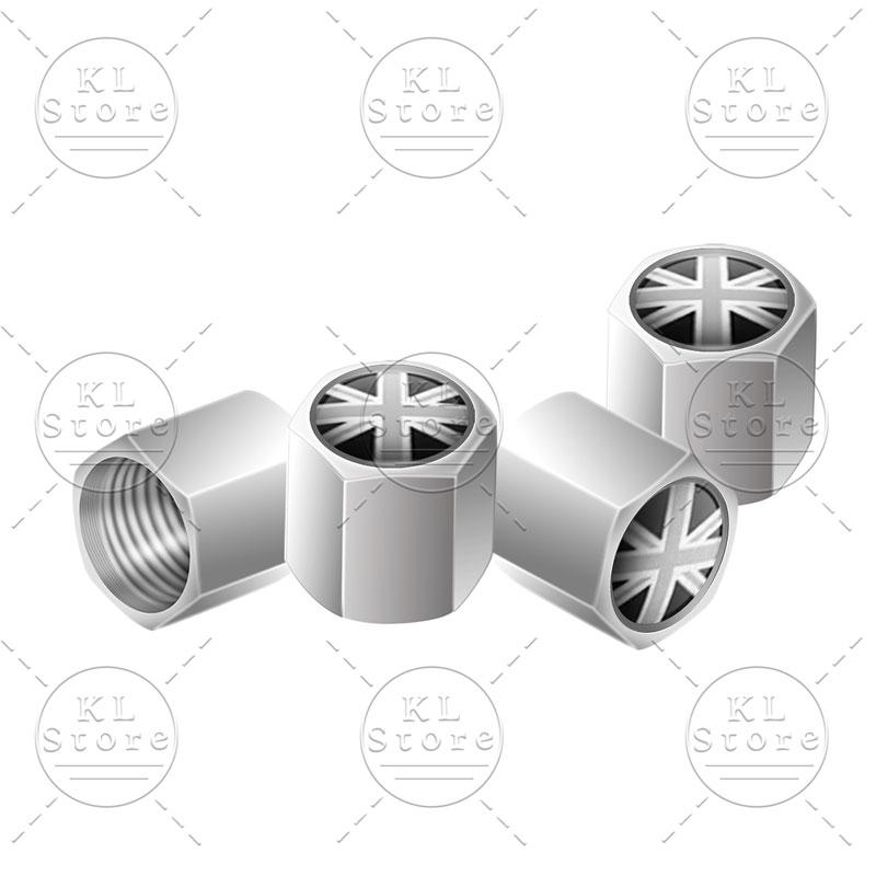 Exterior 4Pcs United Kingdom National Flag Badge Car Wheel Tyre Tires Valve Stem Caps Dust-proof Cover For Universal Automobiles