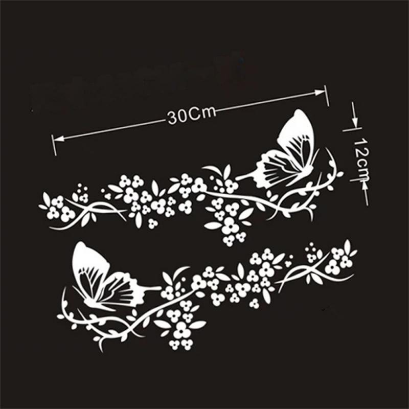 2~5PCS Flying Butterfly Flower Car Decal Water-resistant Car Door Window Sticker Decor High Stickiness Car-Styling Vinyl
