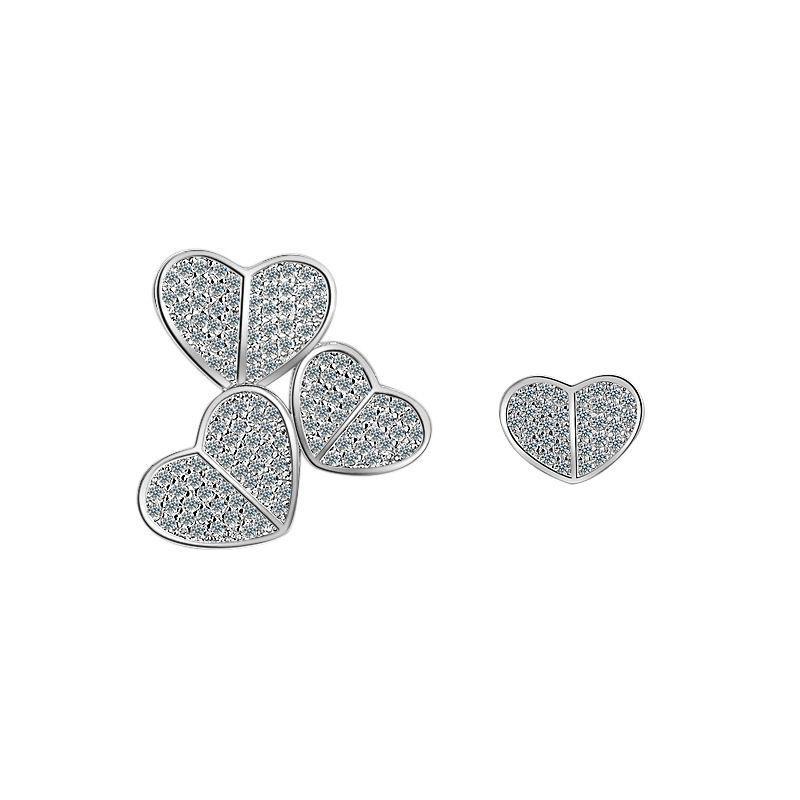 Asymmetrical Heart Micro-inlaid Korean Studs - Cute, Sweet  Fashionable Women s Earrings