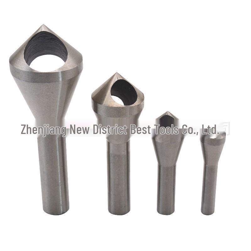 4PC Titanium-Coated High-Speed Steel Countersink Tool with Internal Chip Removal for Aluminum
