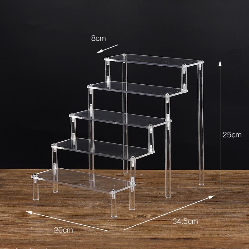 Clear Acrylic Tiered Display Stand for Figurines, Dolls & Jewelry