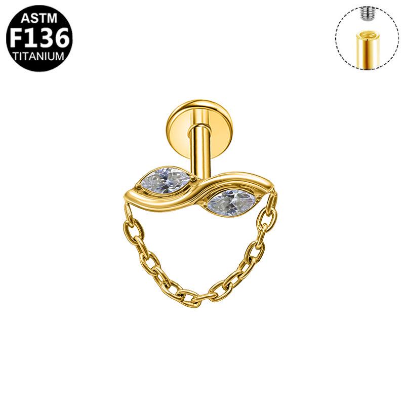 G23 Titanium Alloy Internal Thread Piercing with Flower Pendant Ear Bone Nail