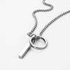 Minimalist Chain Pendant  New Geometric Round Hoop Cuboid Pendant Necklace for Women Men Stainless Steel Sweater Chains