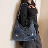 Trendy Y2k Denim Shoulder Bags for Women Large Capacity Multi-Pocket Ladies Crossbody Bag Versatile College Girls Handbag Tote