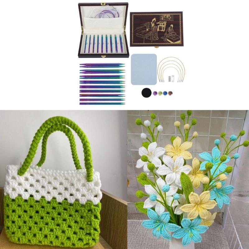 9Pairs Interchangeable Circular Knitting Needle Set 3.0mm-6.0mm for Knitting Sweater Sock Aluminum Knitting Needle Set