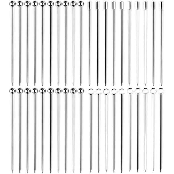 I-MART 15 Pack Stainless Steel Cocktail Picks Martini Olive Skewers, Reble Metal Garnish Sticks for Drinks, Appetizers, Bloody Mary, Olives, Citrus,