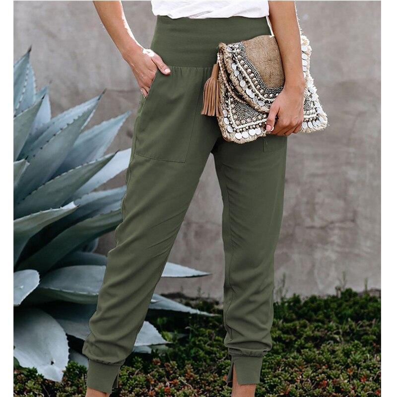 Été Décontracté Taille Élastique Pantalon Court Pour Femmes Dame de Bureau Solide Pantalon Slim Avec Poche Streetwear Pantalon Femme 25779