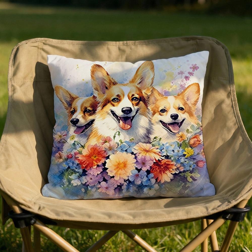 Cute Watercolor Pet Dog Cushion Cover Soft Reversible Durable Pillow Cover MultiScene Use for Home Car Daily Comfort