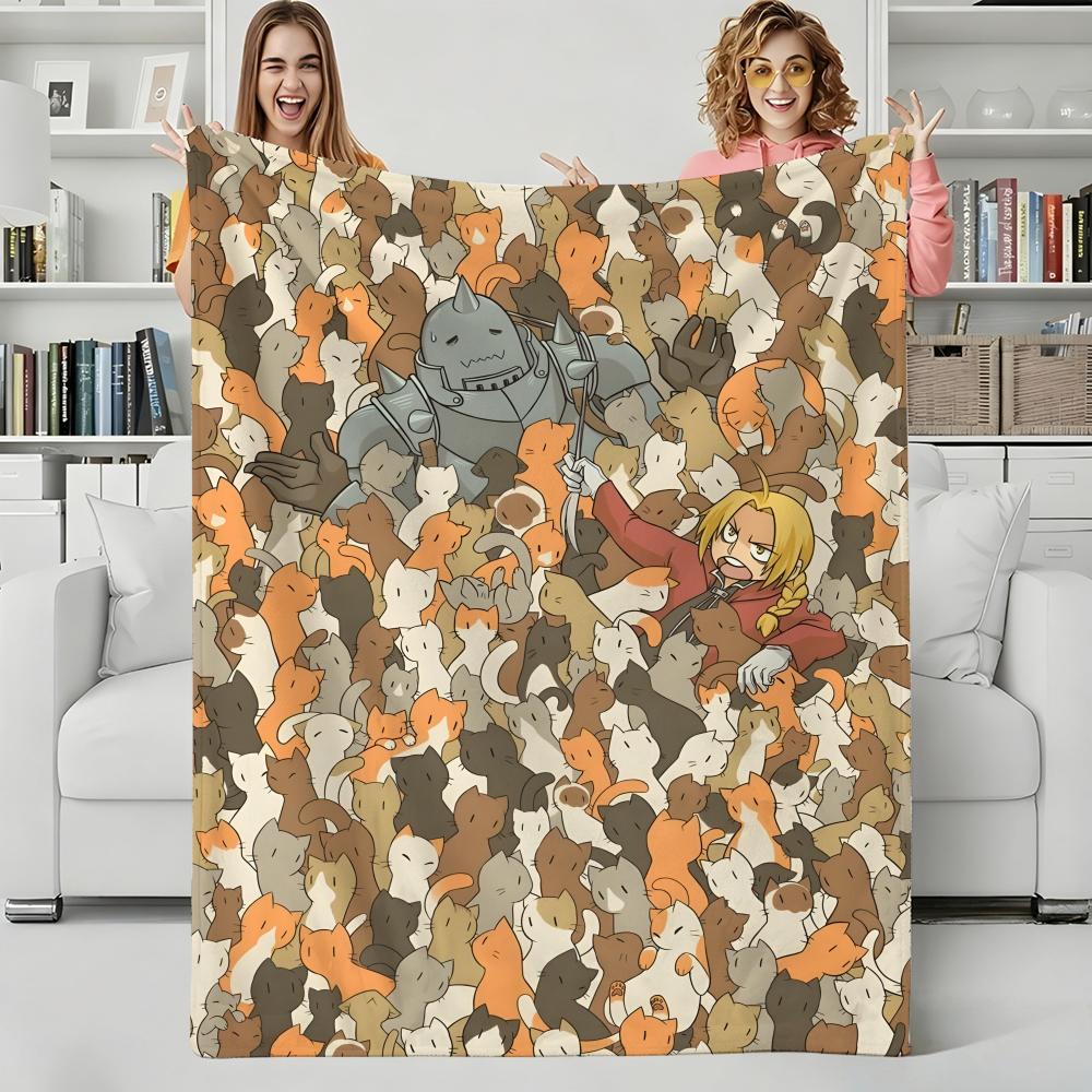 Anime F-Fullmetal Alchemist Throw Flannel Blanket Perfect for Sofa Office Bed Travel Sleep Read Relax Camping Four Season Use