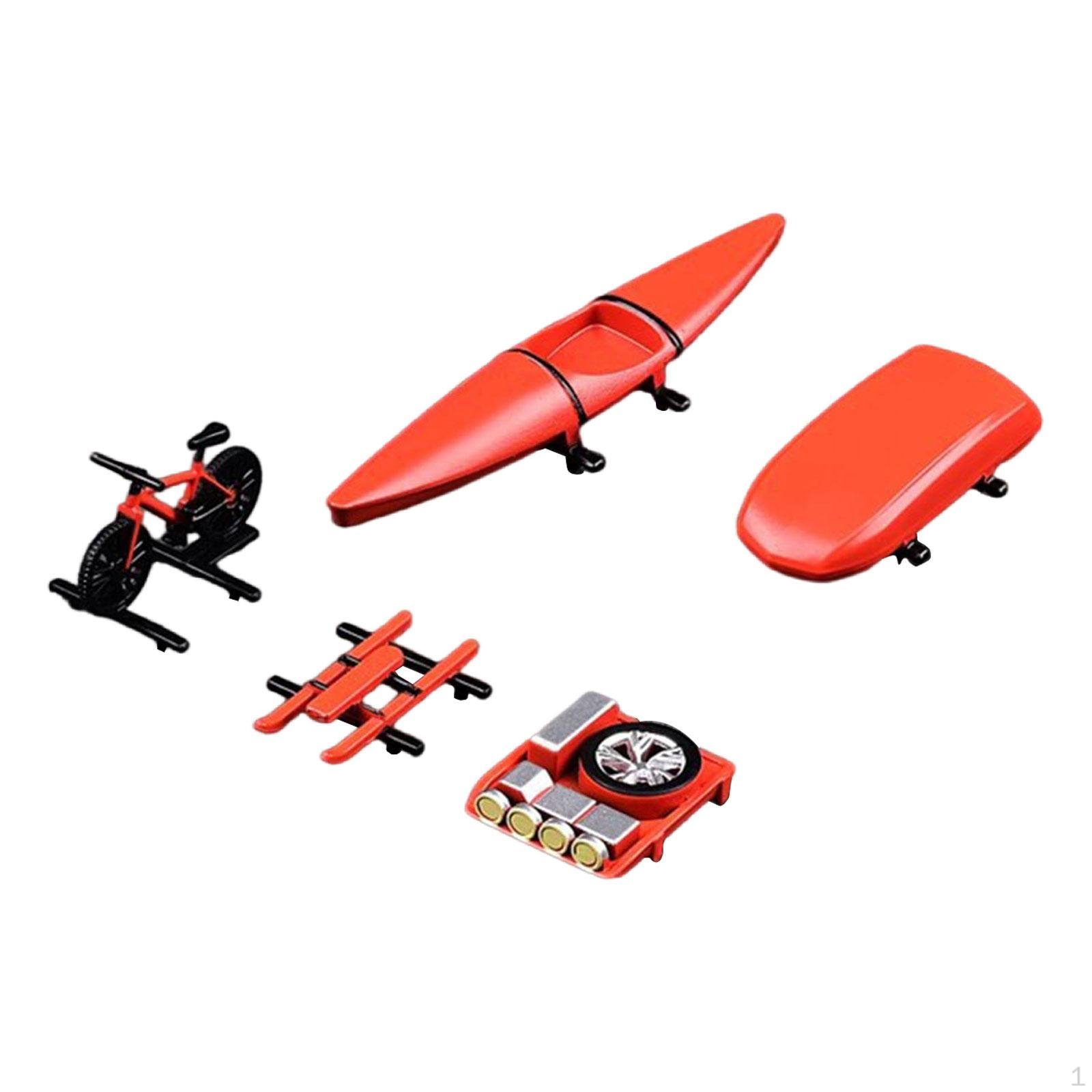 1/64 Scale Model Car Roof Accessories,Luggage Box Rack Kayaking Sledding Bike Realistic Ornament