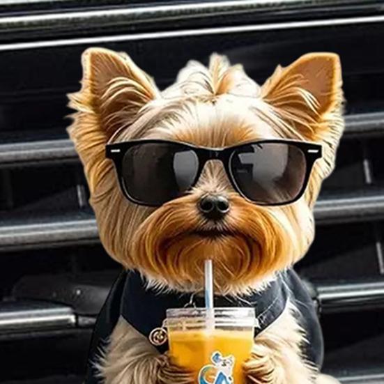 Auto Lufterfrischer Clips Niedlicher Milchtee Welpe Acryl Auto Lüftungsschlitz Clip mit Austauschbaren Duftkissen 2D Armaturenbrett Deko Einfach Aufsteckbar Geschenk für Hundeliebhaber