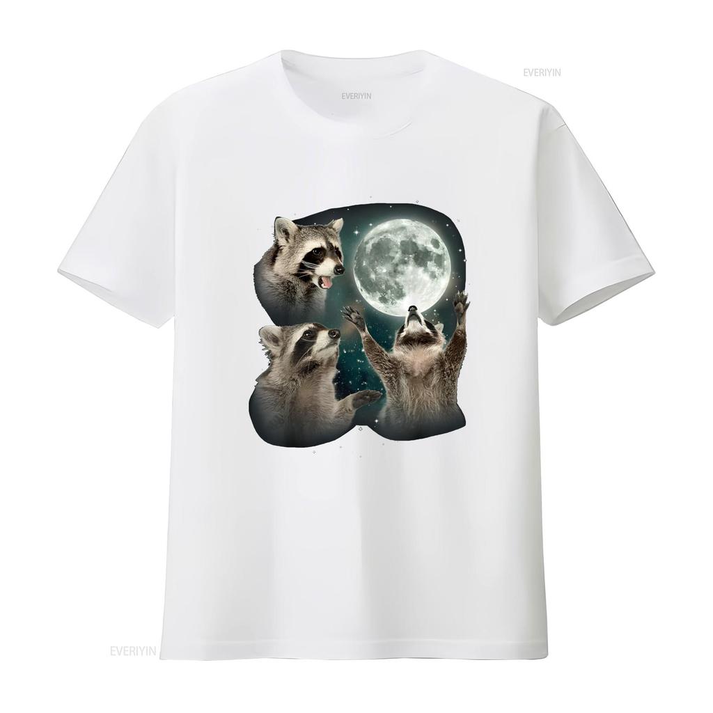 Raccoon T Shirt 3 Racoons Howling At Moon Funny Weird Cursed vintage Washed Slightly Comfortable Stretched