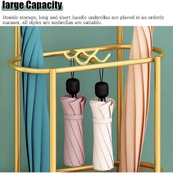 Modern Umbrella Holder, Large Capacity Space Saving Umbrellas Rack Stand with Drip Tray & 4 Non-Slip Mats,Standing Stable Umbrella Organizer, for