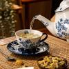 Tazza e Sottotazza da Caffè in Porcellana Cinese Retro Blu e Bianca Jialan - Regalo Ideale per la Festa dell'Insegnante