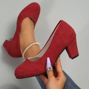 Dames hoge hakken Mary Jane dikke hak ronde neus grote maten veelzijdige schoenen