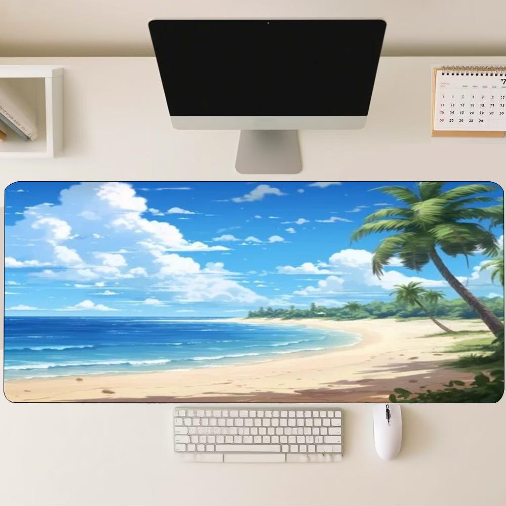 Smooth Non Slip Rubber Keyboard Desk Mat Large Extended Gaming Mouse Pad Summer Beach Palm Tree For Laptop Computer Office