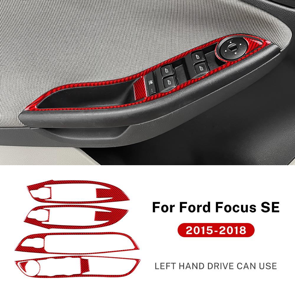 Adesivo in Vera Fibra di Carbonio Morbida per Ford Focus SE RS ST Ecoboost 2012-2015 2016 2017 2018 LHD Pannello Pulsanti Alzacristalli Finestrino Auto