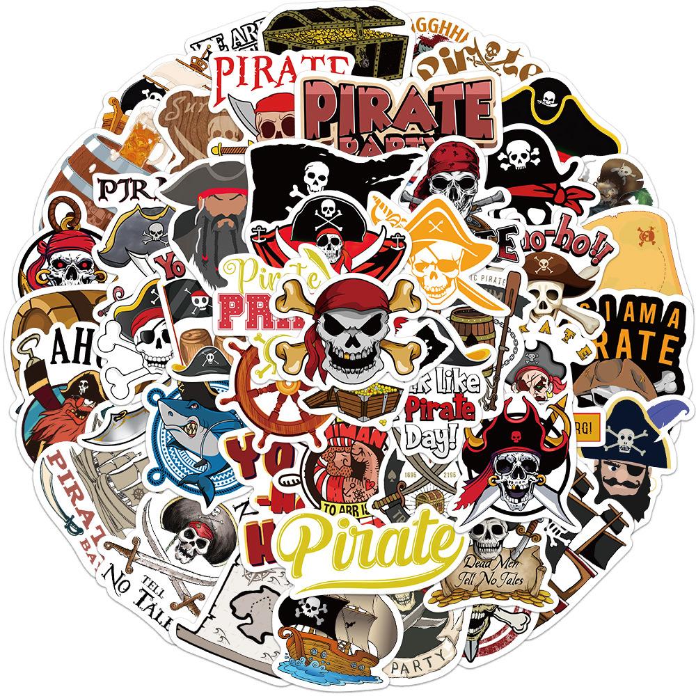 50 Cartoon Pirate Graffiti Stickers Decorative Suitcase Pen Guitar Notebook Waterproof Hot Stickers