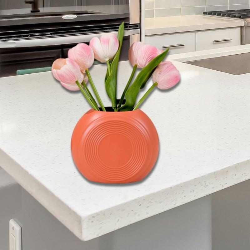 Unbreakable Plastic Flower Vases With Ceramics Look Modern Design For Small Bouquets Indoor Table Centerpieces Decors