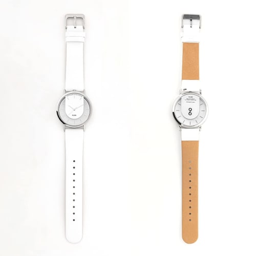 Watch Men's White Popular Brand Leather Stylish Ladies Unisex White Skeleton Watch KLON INVISIBLE RELATION WHITE 40mm