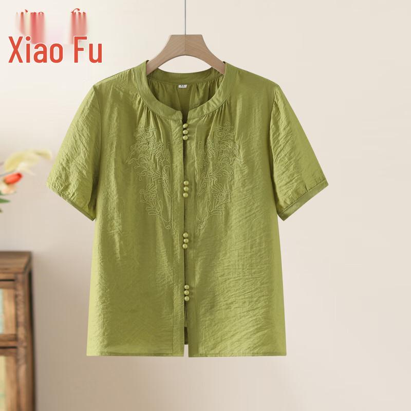 Elegante chinesische Kurzarmbluse für Frauen mittleren Alters