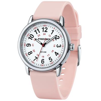 PINDOWS Analog Quartz Watch with Silicone Highly Luminous Dial for Easy Perfect for Younger Generation and Students Women's Band, Visible, Waterproof,
