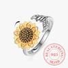 925 Sterling Silver Jewelry Spinning Daisy Flower Open Finger Rings for Women Wedding Party Jewelry For Girls Friend Gift