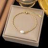18K Gold Plated 316L Fashionable Titanium Steel Bracelets Waterproof Heart Roman Numerals Queen's Chain Link Bangles
