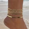 New Women's Fashion Bracelet Set, Fashion Chain, Paper Clip, Multi-layer Stacked Bracelet, Anklet.